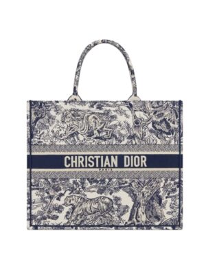 Medium Dior large Book ToteEcru and Blue Toile de Jouy Embroidery + Brand Box , size 43*35