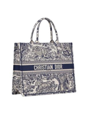 Medium Dior large Book ToteEcru and Blue Toile de Jouy Embroidery + Brand Box , size 43*35