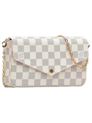 Louis Vuitton White Damier Azur Pochette Felicie + Brand Box , size 20*10
