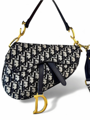 Christian  Dior saddle Oblique bag  Navy Leather +  Brand Box ,size 25*19