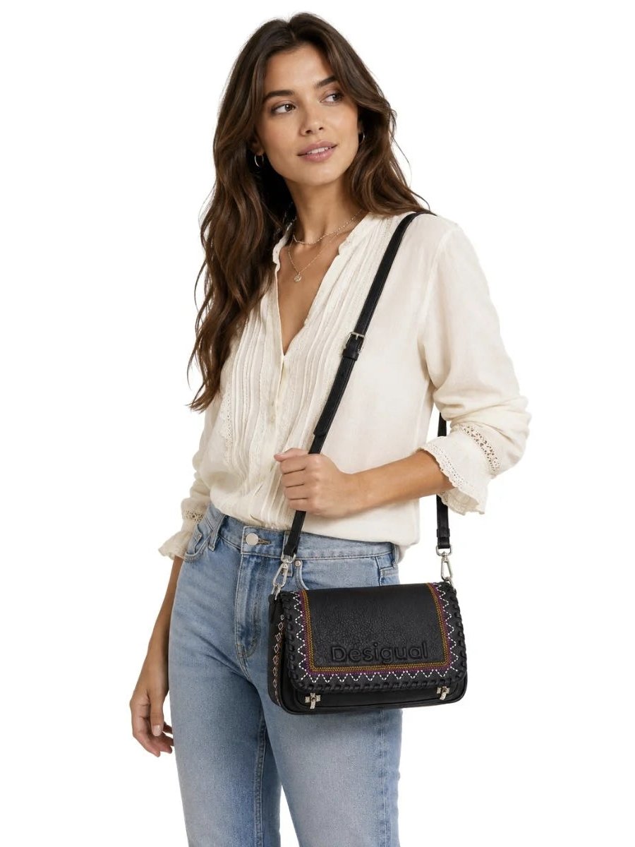 ⁦Desigual Midsize embroidered crossbody bag  ، size 25*13⁩ - الصورة ⁦7⁩