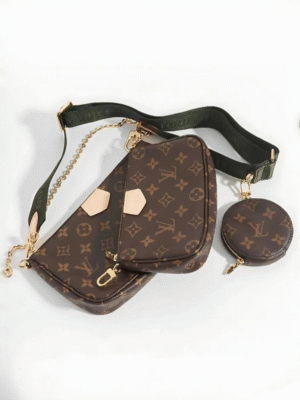 Louis Vuitton  Multi Pochette Accessoires  with 2 strap zety & pink + Brand Box