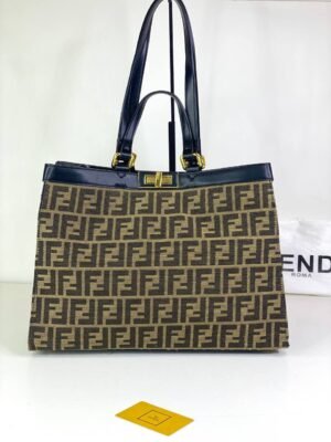 FENDI peekaboo X-Tote Brown Jacquard Ff Fabric  , Size 40x29