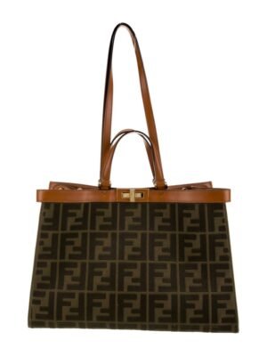 Fendi FF Embroidered Peekaboo Tote Bag ,  size 40x28