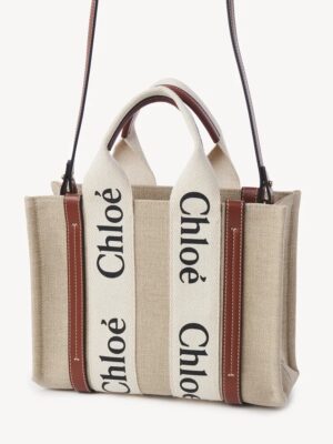 Chloe Small Woody tote bag in linen ,  size 26*22