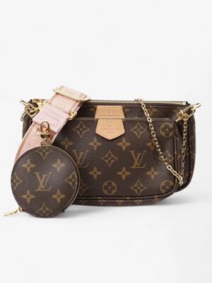 Louis Vuitton  Multi Pochette Accessoires  with 2 strap Brown & Pink + Brand Box