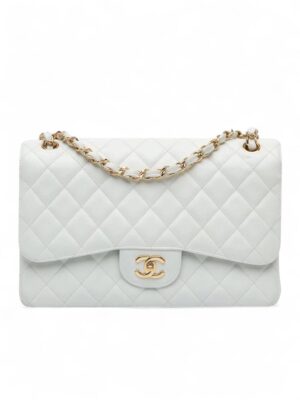 Chanel J Jumpo Cassie Maxi Double Flap cb+ Brand Box  , size 30*17 - أبيض