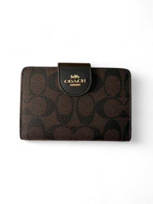 Coach Medium Corner Zip Wallet In Signature Canvas + Brand Box , size 14*10