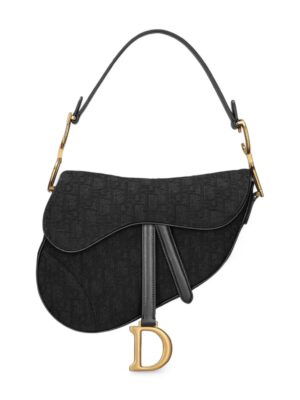 Christian Dior  SADDLE BAG Black Dior Oblique Jacquard
 + Brand Box , size 24*17