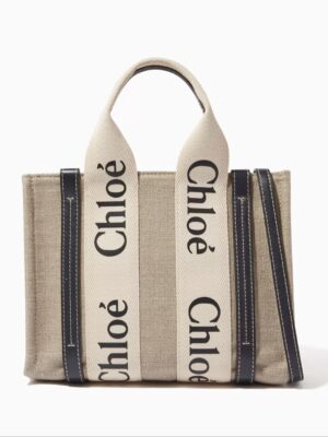 Chloe Small Woody tote bag in linen ,  size 26*22