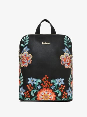 Desigual Floral embroideries Leather backpack + Shopping bag , size  26x32
