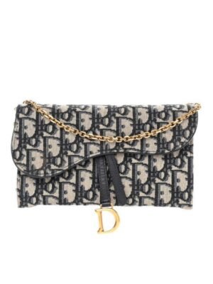 Christian Dior  LONG SADDLE WALLET On CHAIN + removable zipped pouch size 20x11