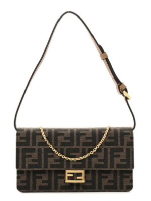 FENDI Fabric Jacquard FF 1974 Tobacco Moro + Brand Box , size 21x12