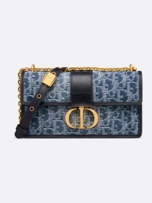Christian Dior 30 Montaigne East-West Bag Blue Denim + Brand Box , size  22x11