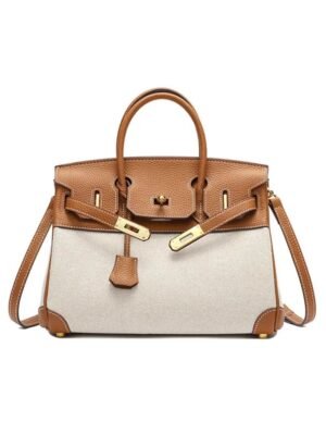 Hermes Two Tone Genuine Leather Canvas Birkin 30 +  Brand Box, size 30x22