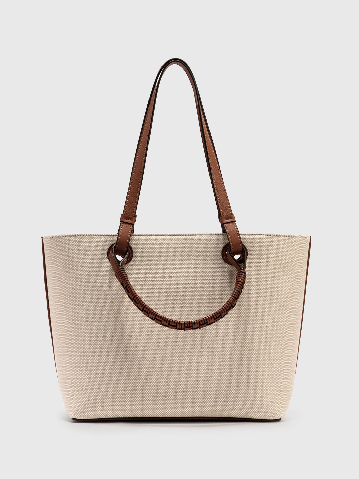 ⁦LOEWE Anagram Shoulder Tote Bag Canvas Beige , Mirror Original , (size 29*21)⁩ - الصورة ⁦4⁩