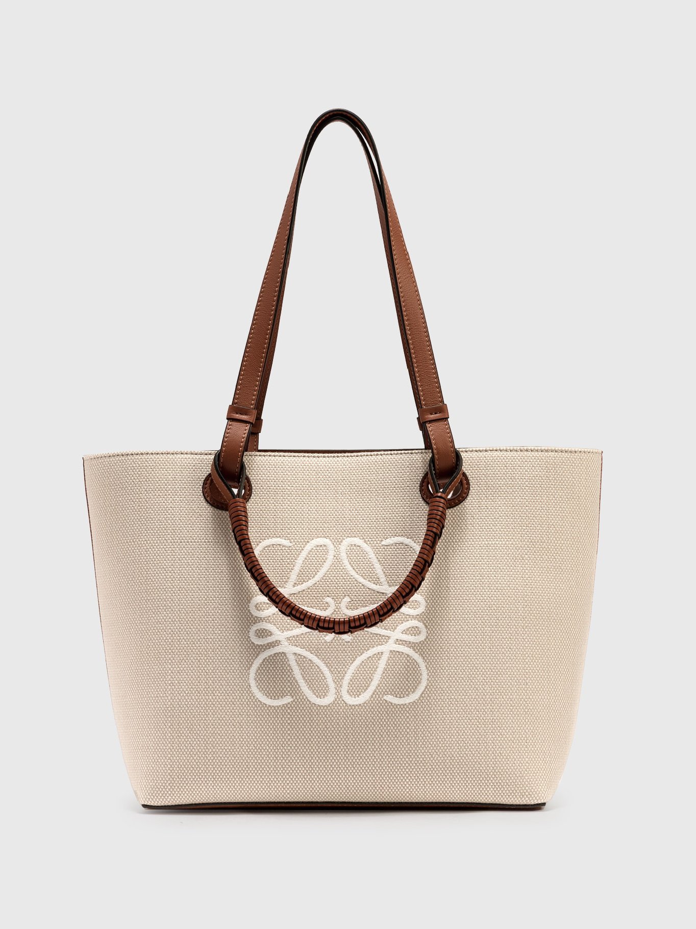 ⁦LOEWE Anagram Shoulder Tote Bag Canvas Beige , Mirror Original , (size 29*21)⁩ - الصورة ⁦2⁩