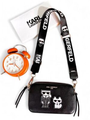 KARL LAGERFELD Maybelle camera bag  + Brand Box , size 19*16 .. Ofr - أسود