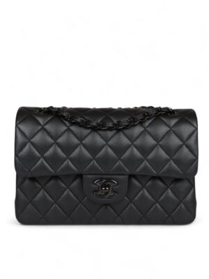 Chanel Lambskin Quilted  Double Flap Black   + Brand Box, size 28*18