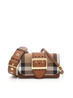 Burberry House Check Bridle Calfskin Small Madison Buckle Bag  + Brand Box , size 18*0