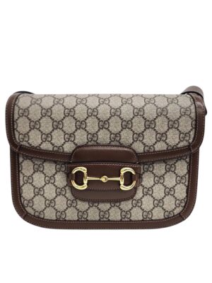 Gucci Beige/Brown GG Canvas and Leather 1955 Horsebit + Brand Box  , size 21*17
