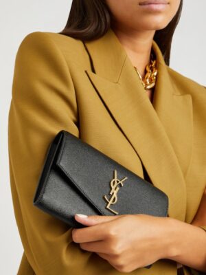 Saint Laurent Uptown Monogramme pebbled leather clutch
+ Brand Box , size 19*12