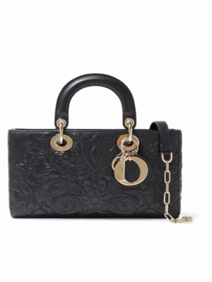 Christian Dior Medium Lady D joy Bag Black Quilted Effect with Ornamental Motif + Brand Box , size 26*15