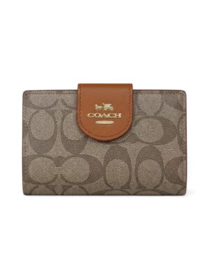 Coach Medium Corner Zip Wallet In Signature Canvas + Brand Box , size 14*10