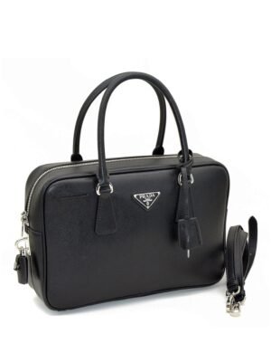Prada Black Saffiano Leather Bauletto  + Brand Box , size 30*20