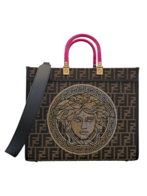 FENDI  x Versace Fendace Sunshine Medium Tote Bag,   size  35*32