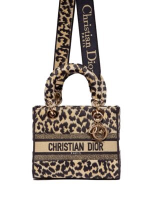 Christine Dior Canvas Medium Mizza Embroidered Lady D-Lite size 25*21 with brand box