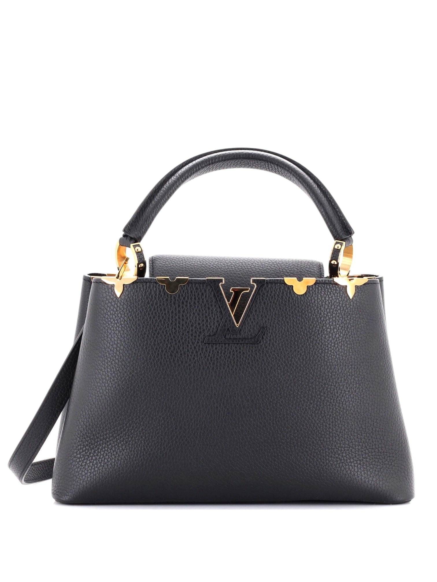 ⁦Louis Vuitton Taurillon Embellished Flower Crown Capucines PM Black + Brand Box , size 27*17⁩ - الصورة ⁦1⁩