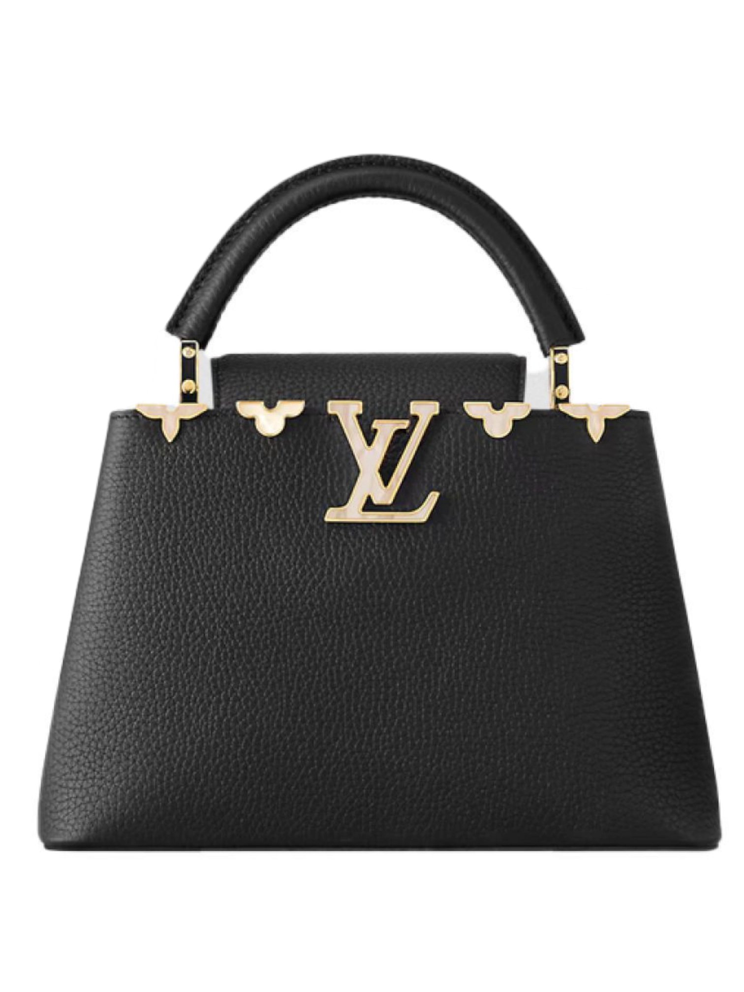 ⁦Louis Vuitton Smooth Calfskin Flowers Capucines PM Black  + Brand Box , size 27*17⁩ - الصورة ⁦3⁩