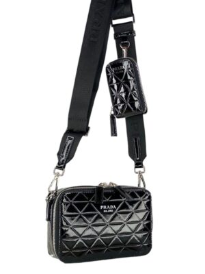 Prada Brique Brushed Leather Bag with Triangle Motif  + Brand Box , size 18*12