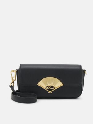 KARL LAGERFELD small signature fan leather crossbody + Brand Box , size 22*18