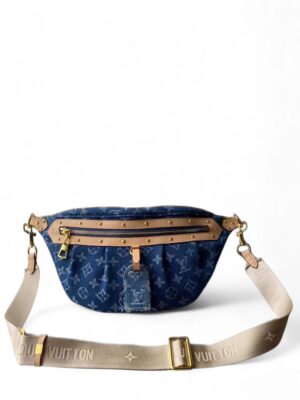 LOUIS VUITTON Bum Bag  Blue Denim Belt Bag + Brand Box , size 32*14