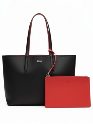 Lacoste Anna Reversible Tote With Pouch black red , size 48*27