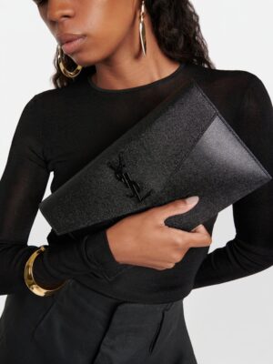 Saint Laurent Uptown leather clutch + Brand box , size 27*16