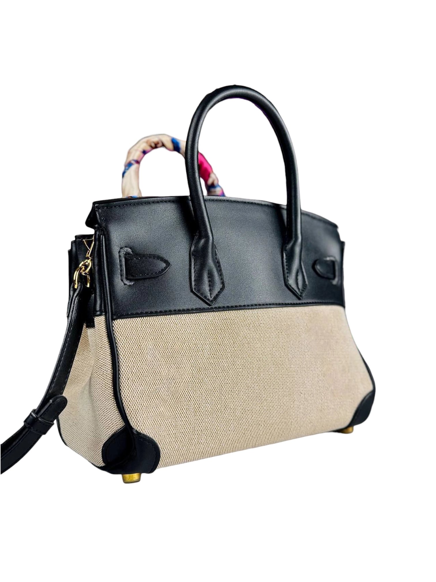 ⁦Hermes Two Tone Genuine Leather Canvas Birkin 30 , size 28x19⁩ - الصورة ⁦2⁩