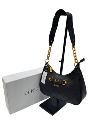 Guess Izzy 4G Peony logo shoulder bag + Brand Box , size 27*18 - أسود