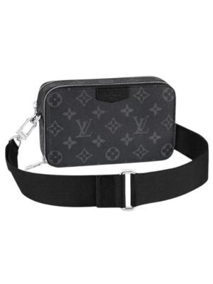 Louis Vuitton Monogram Eclipse Shoulder Bag Black + Brand Box , size 17*12