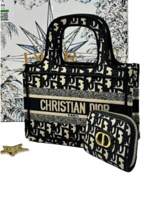 Christian Dior Gift Box, Book Tote velvet tote size 25*19 + zip around wallet