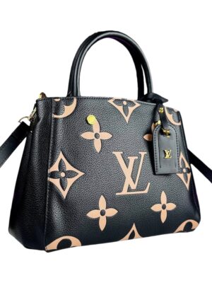 Louis VuittonBlack & Beige Monogram Empreinte Leather Petit Palais Bag BB  + Brand Box , size 29*19