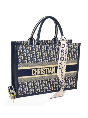 Christian Dior Book Tote  Oblique Embroidery and Calfskin
 + Brand Box  , size  42x31