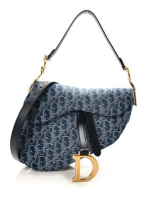 Christian Dior 
Denim Oblique Jacquard Saddle Bag + Brand Box , size 24*20