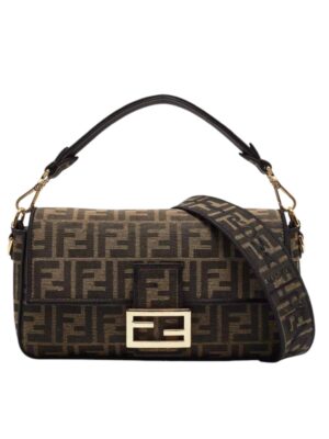 Fendi Tobacco Zucca Jacquard Canvas Baguette Bag + Brand Box , size 27*16