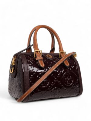 Tory Burch
T Monogram  barrel bag in burgundy  + Brand Box , size 24*18