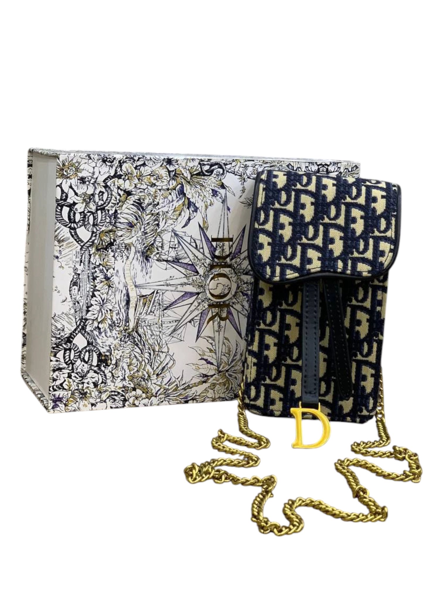 ⁦Christian Dior Saddle Vertical Phone Pouch Oblique Motif Canvas  + Brand Box , size 16*10 .. BFR⁩ - الصورة ⁦8⁩