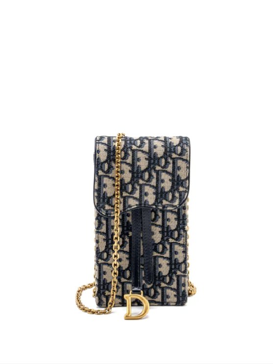⁦Christian Dior Saddle Vertical Phone Pouch Oblique Motif Canvas  + Brand Box , size 16*10 .. BFR⁩ - الصورة ⁦1⁩