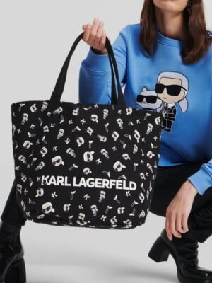 KARL LAGERFELD Canvas shopper  tote bag "all over logo , size 31*28 .. BFR